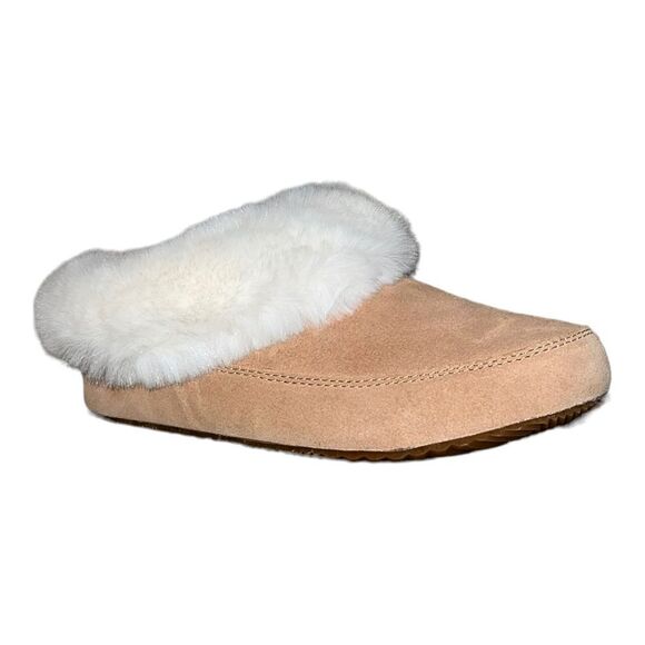 Sorel Go Coffee Run Slippers Tawny Buff, Natural Suede Faux Fur 5M New - Picture 1 of 8